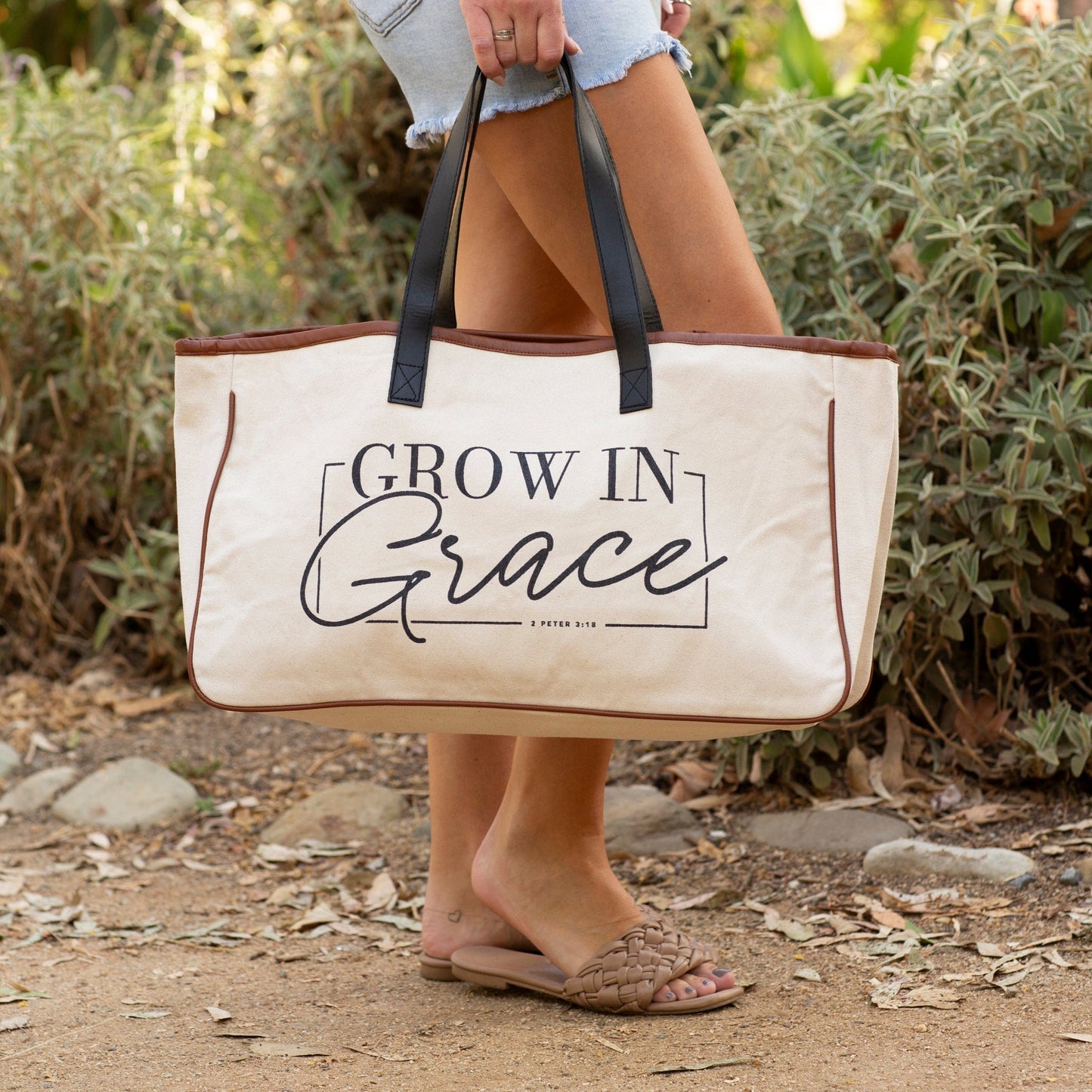 Grow in Grace Canvas Tote Bag