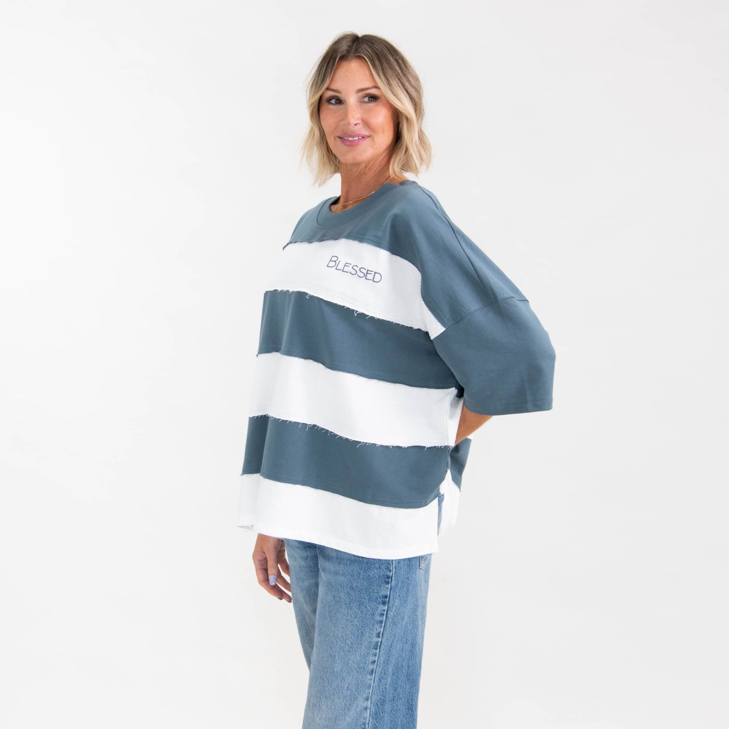 Blessed Oversized Stripe Tee