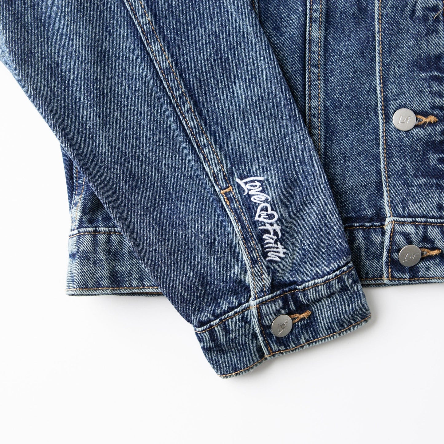 Vintage Washed Love in Faith Denim Jacket