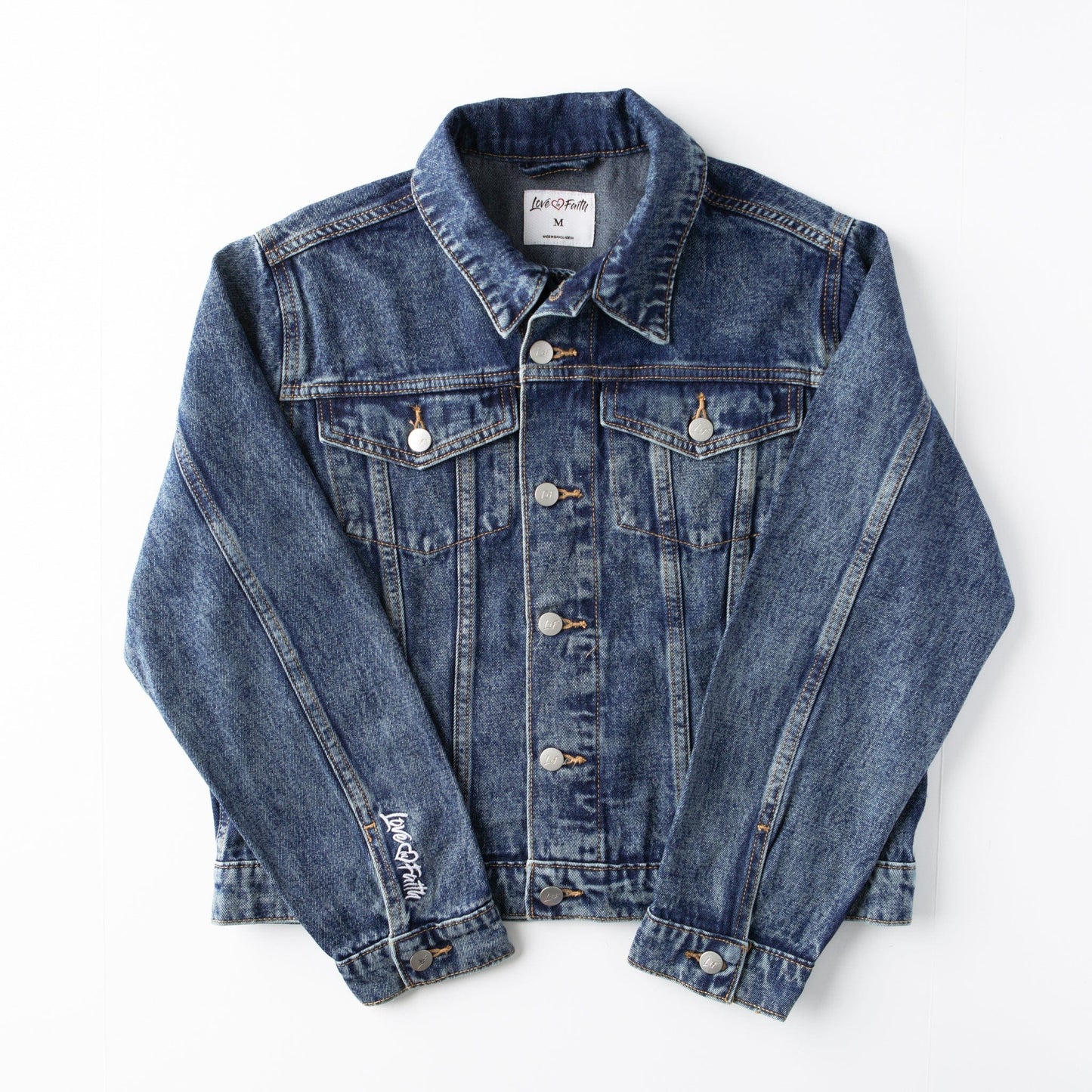 Vintage Washed Love in Faith Denim Jacket