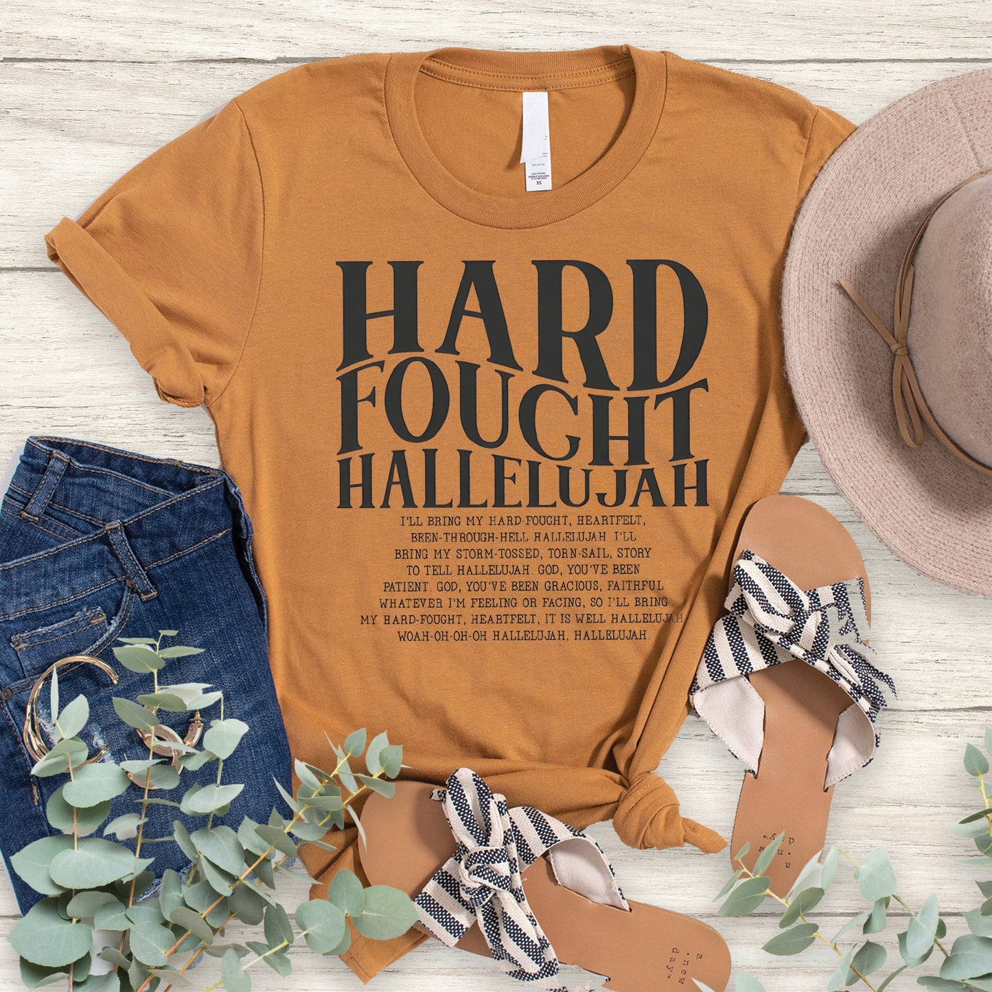 Hard Fought Hallelujah Tee - Heather Toast - 20