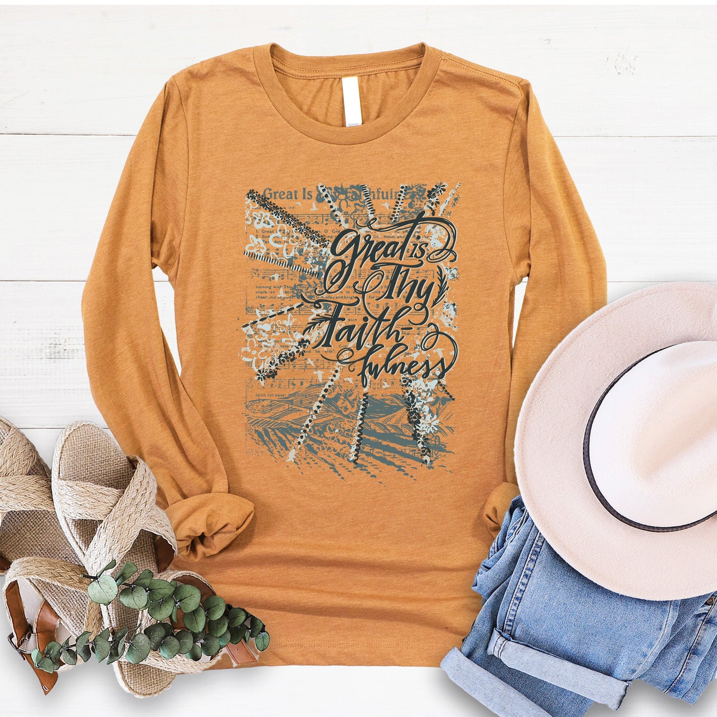 Great is Thy Faithfulness Long Sleeve - Heather Toast - 20
