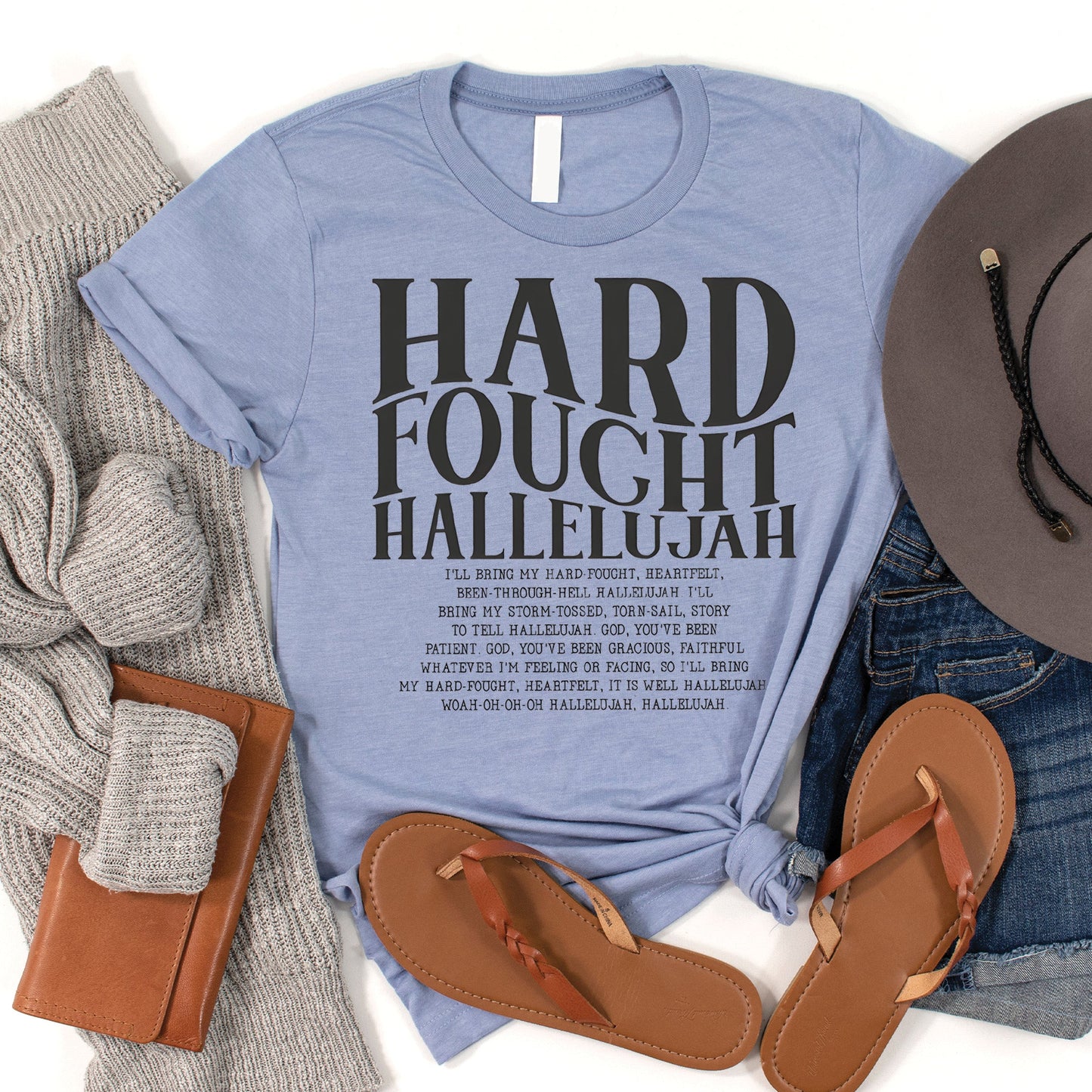 Hard Fought Hallelujah Tee - Heather Blue - 20