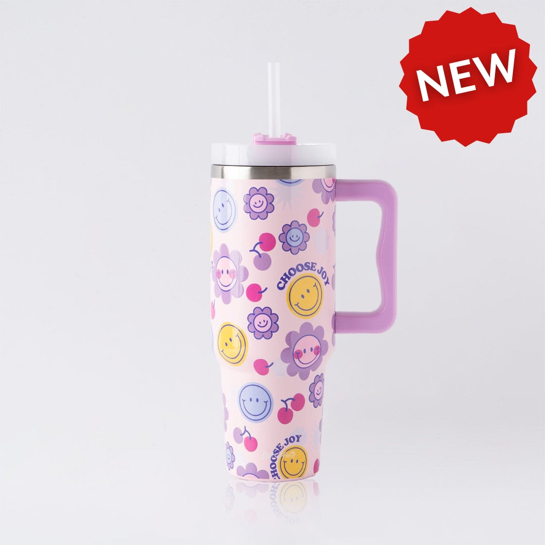 Choose Joy All Over Stainless Steel 40oz Tumbler with Handle