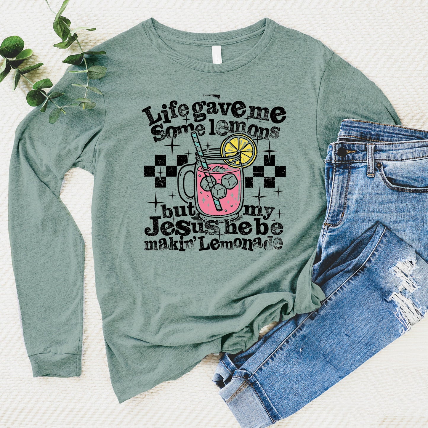 Life Gave Me Lemons Long Sleeve - Heather Sage - 20