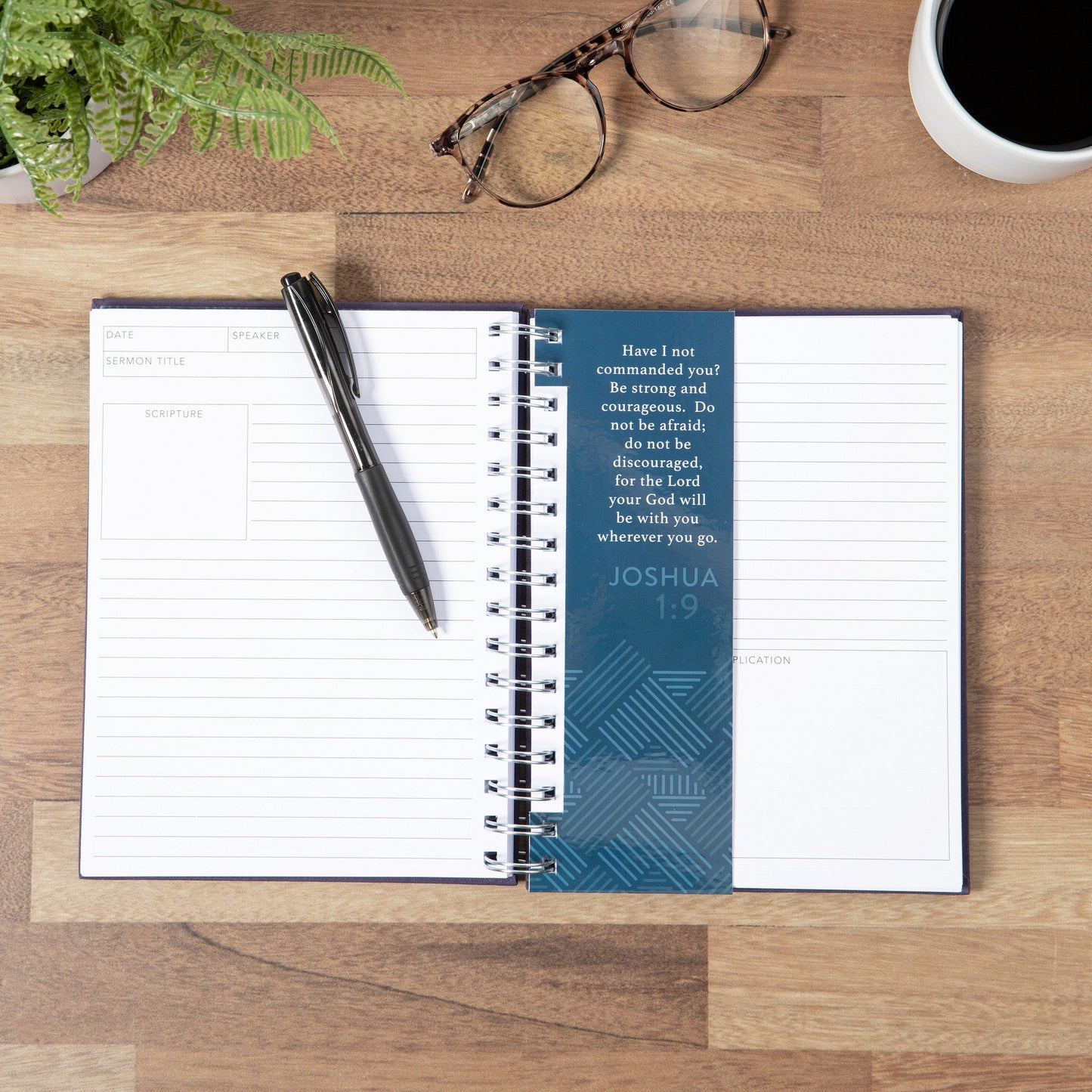 Navy Linen Cross Sermon Notes