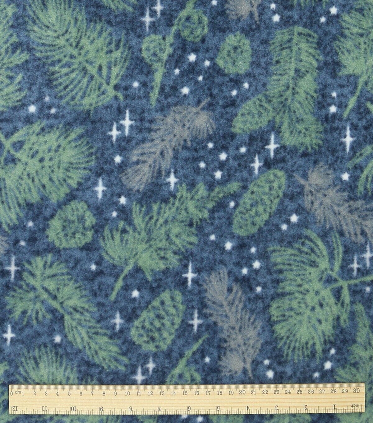 Blue Pinecone   Needles Luxe Fleece Fabric