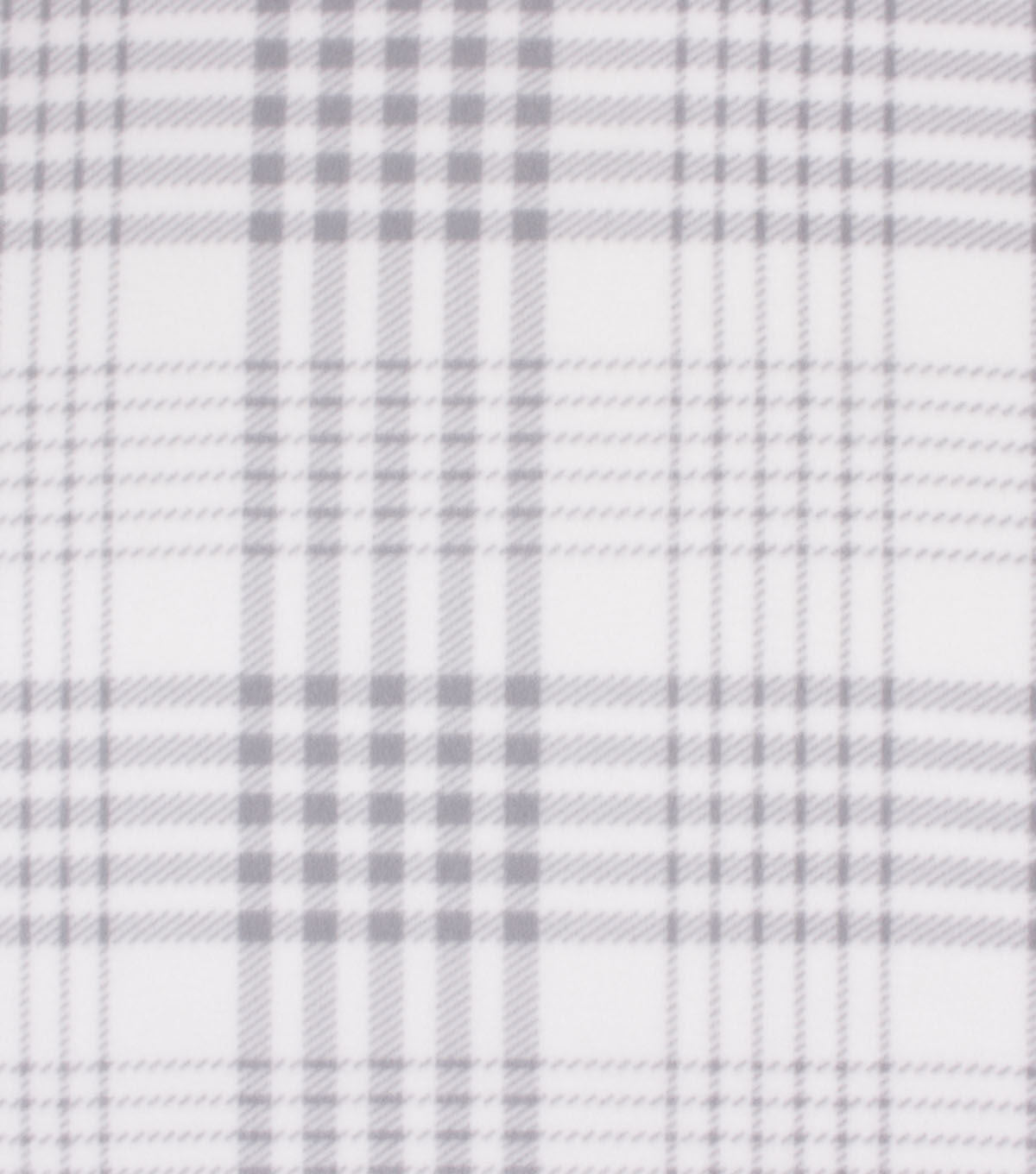 Blizzard Fleece Fabric White   Gray Plaid