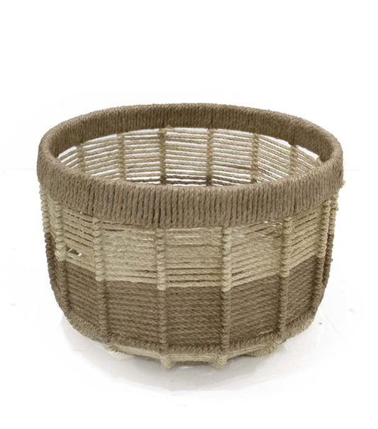 12 Natutal Striped Woven Jute Basket by Place   Time