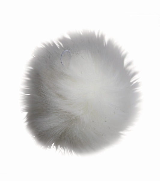 5  White   Black Faux Fur Pom by K+C