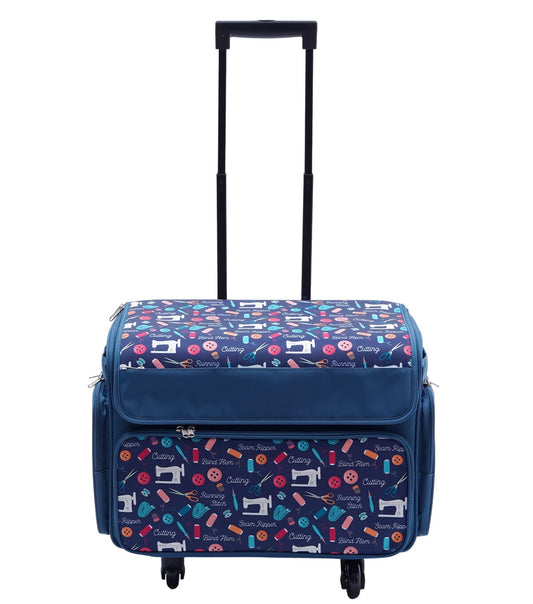 13 x 18 Dark Blue Rolling Sewing Machine Storage Tote by Top Notch