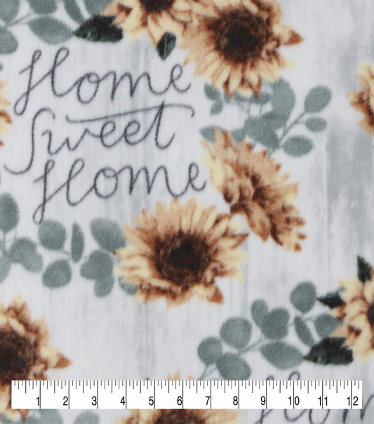 Home Sweet Home   Sunflowers Anti Pill Fleece Fabric