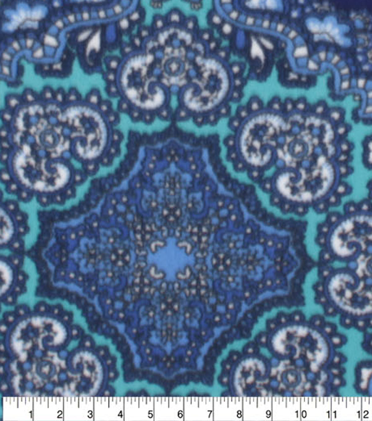 Blue Medallions Anti Pill Fleece Fabric
