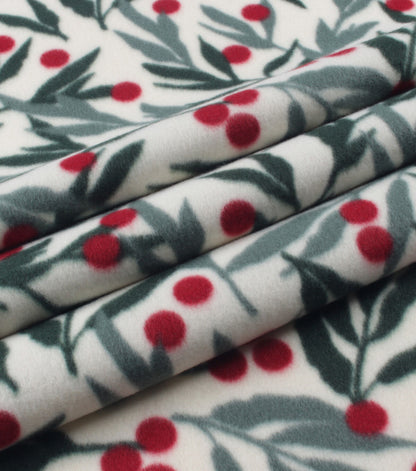 Green Mistletoe Blizzard Fleece Fabric