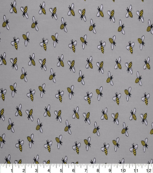 Bees on Gray Quilt Cotton Fabric by Quilter s Showcase