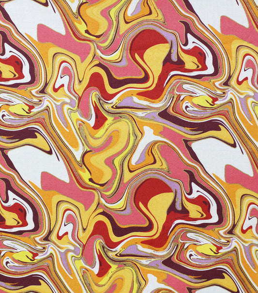 70s Pink   Yellow Marble Quilt Metallic Cotton Fabric by Keepsake Calico