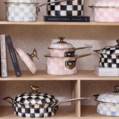 Mackenzie-Childs Rosy Check Enamel 5 Qt. Casserole