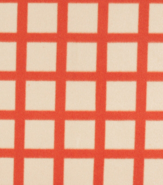 Orange Square Grid Blizzard Fleece Fabric