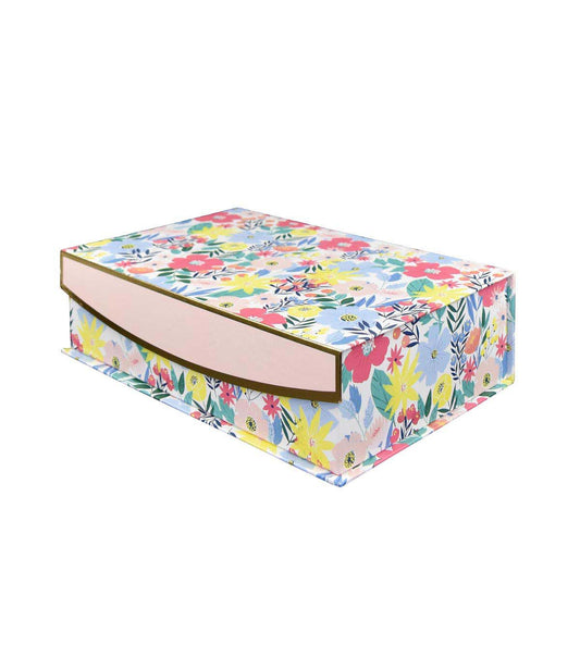 10 x 7 Multicolor Flower Garden Blush Flip Top Box by Place   Time