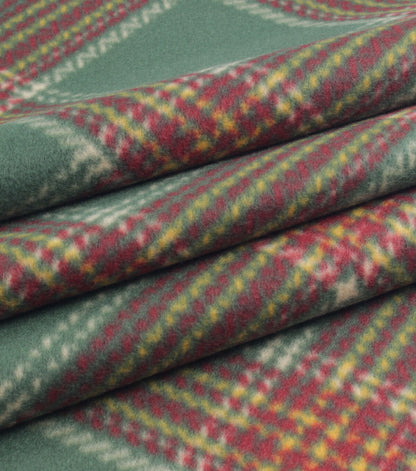 Green Diagonal Plaid Blizzard Fleece Fabric