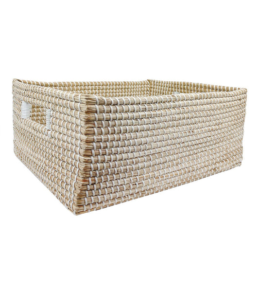 18 Natural   White Stitch Woven Basket by Place   Time