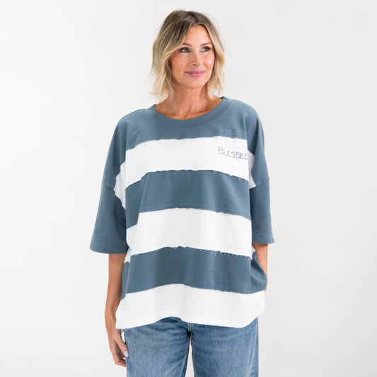 Blessed Oversized Stripe Tee