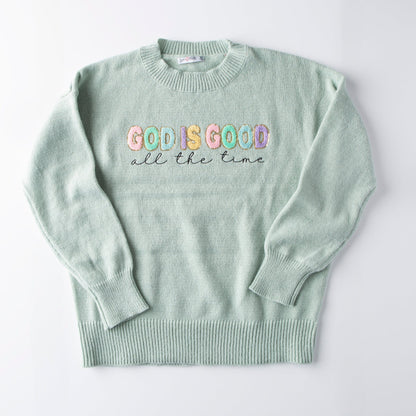 God is Good Fuzzy Sequin Sweater