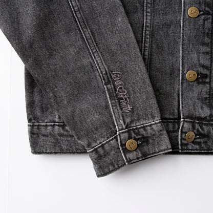 Vintage Washed Faith Over Fear Denim Jacket
