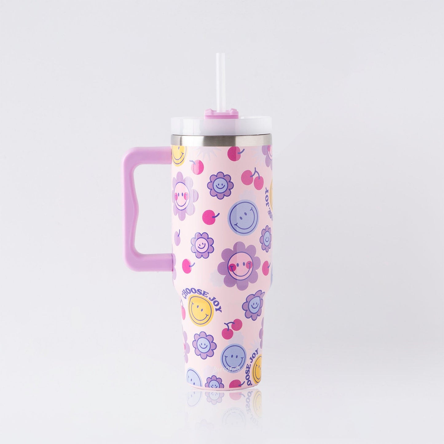 Choose Joy All Over Stainless Steel 40oz Tumbler with Handle