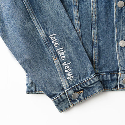 Vintage Washed Love Like Jesus Denim Jacket