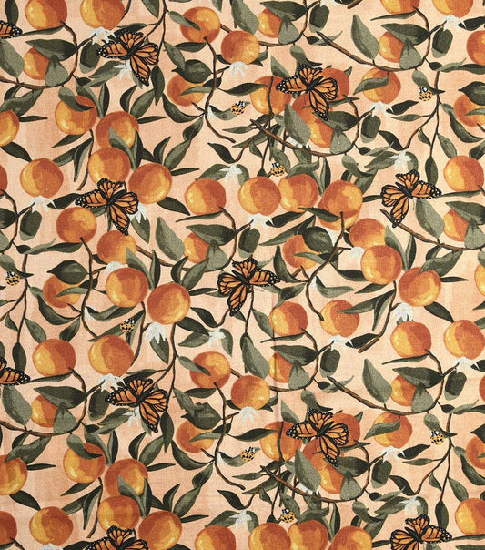 Brent Carlson Butterfly And Orange On Peach Premium Quilt Cotton Fabric