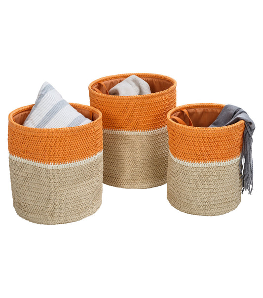 Honey Can Do 15 Beige   Orange Paper Straw Nesting Baskets 3ct