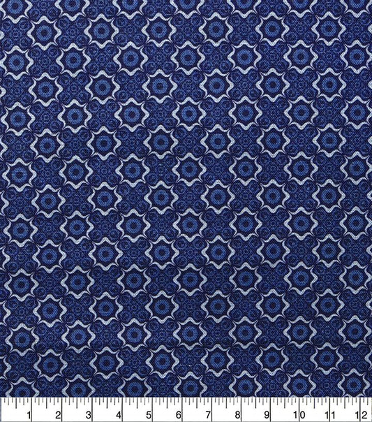 18 x 21 Blue Geometric Cotton Fabric Quarter 1pc by Keepsake Calico