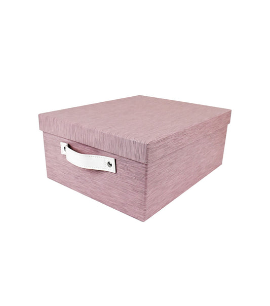 14 Pink Heather Pattern Rectangle Box With Lid   Carrying Handles