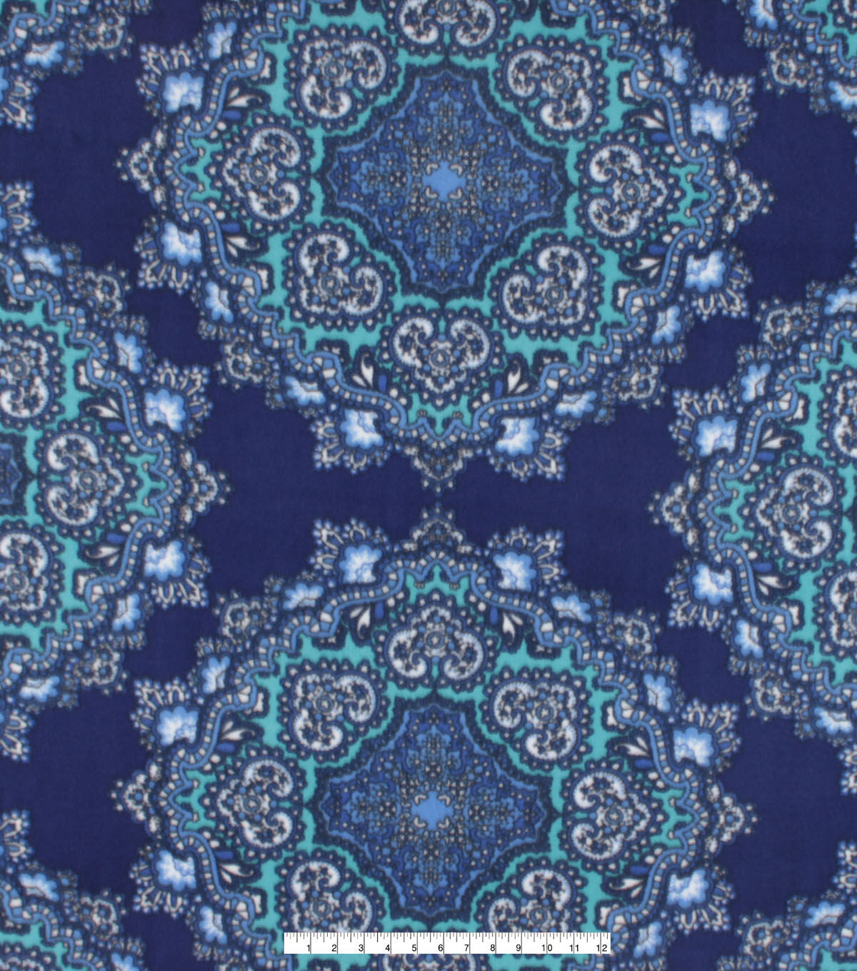 Blue Medallions Anti Pill Fleece Fabric