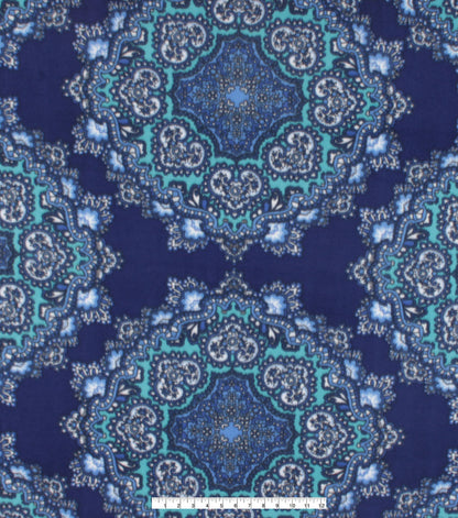 Blue Medallions Anti Pill Fleece Fabric