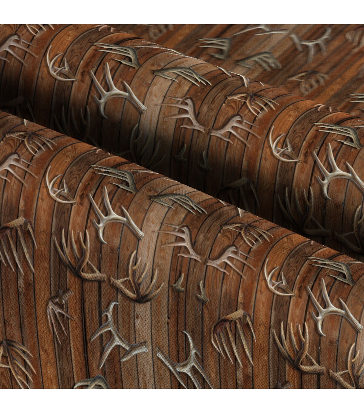 Brown Antlers Novelty Cotton Fabric