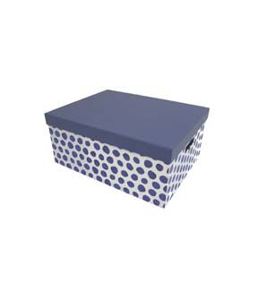 15 Blue Dots Rectangle Box With Cut Out Handles by Place   Time