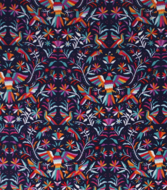 Day of the Dead Birds   Floral Anti Pill Fleece Fabric