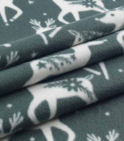 Green Deer Icons Blizzard Fleece Fabric