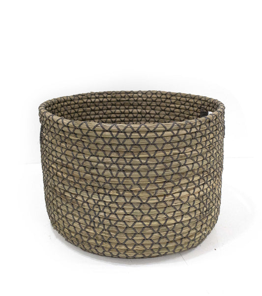 16 Seagrass Woven Basket With Cutout Handle by Place   Time