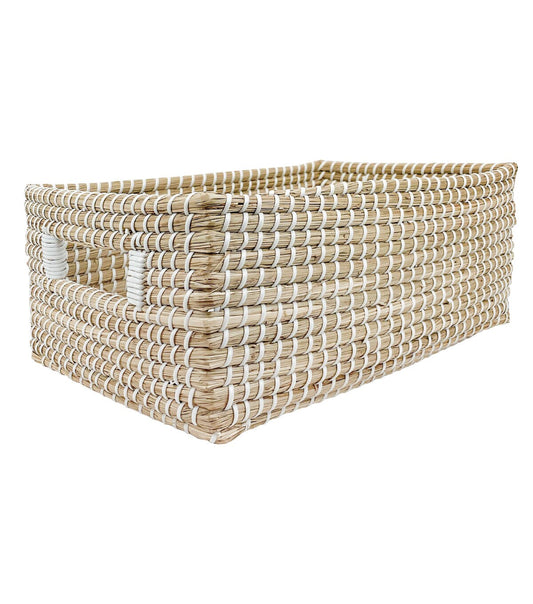 14 Natural   White Stitch Woven Basket by Place   Time