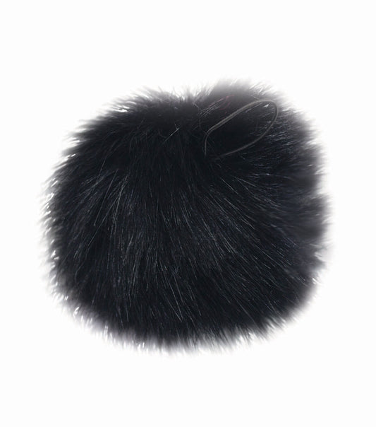 5 Black Faux Fur Pom   Loop by K+C