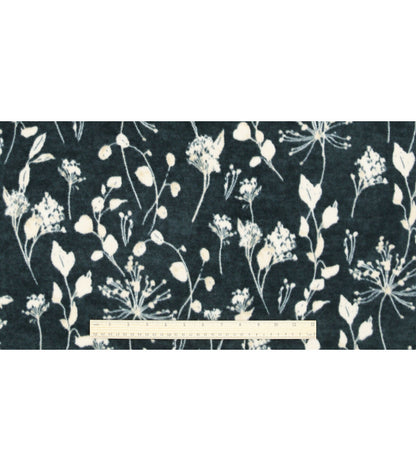 Black Floral Luxe Fleece Fabric