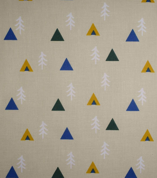 Camping on Tan Quilt Cotton Fabric by Quilter s Showcase