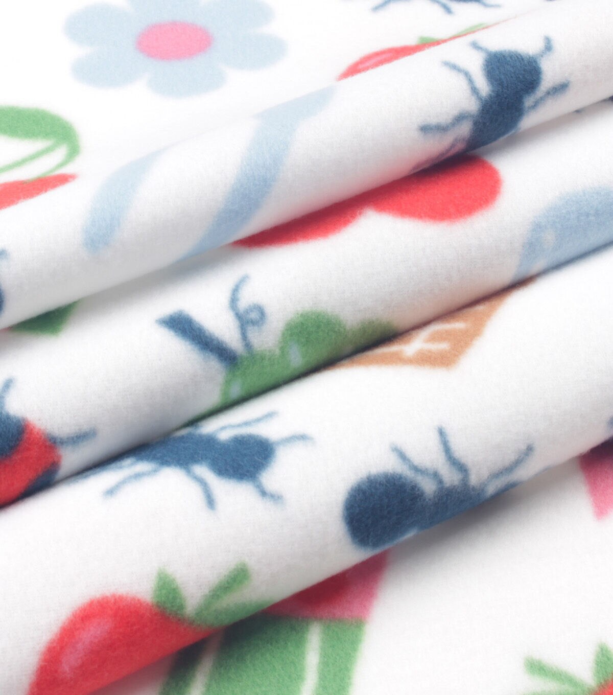 Icons on White Blizzard Fleece Fabric