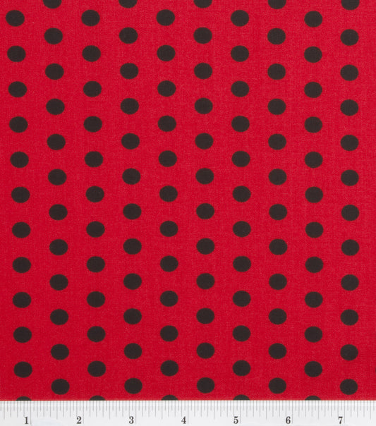 Black Zest Dots on Red Quilt Cotton Fabric by Keepsake Calico