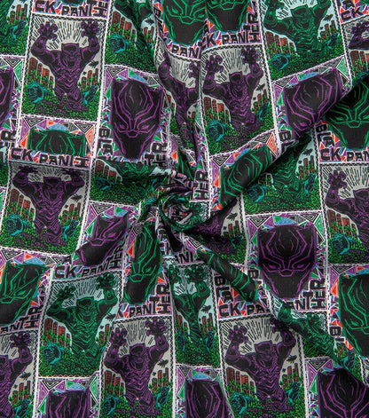 Black Panther Linocut Poster Cotton Fabric