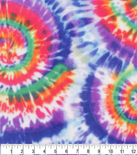 Orange   Purple Tie Dye Anti Pill Fleece Fabric
