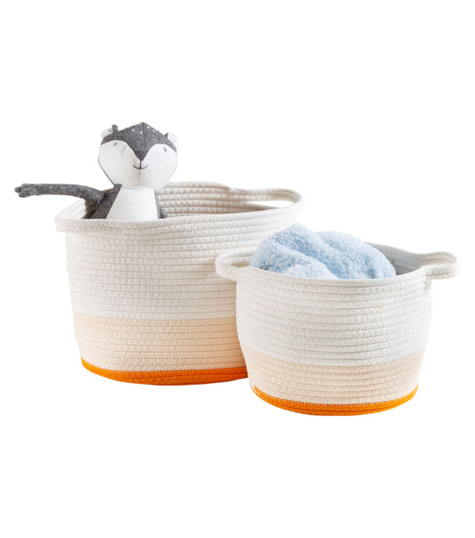 Honey Can Do 12 Orange   White Nesting Cotton Rope Storage Baskets 2ct